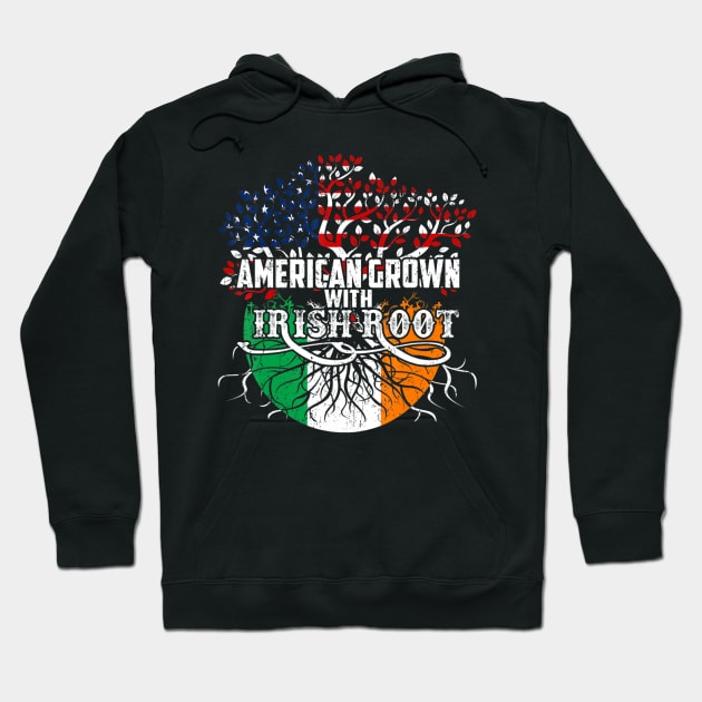 American Grown Irish Root Flag Ireland St Patricks Day Hoodie by hony.white